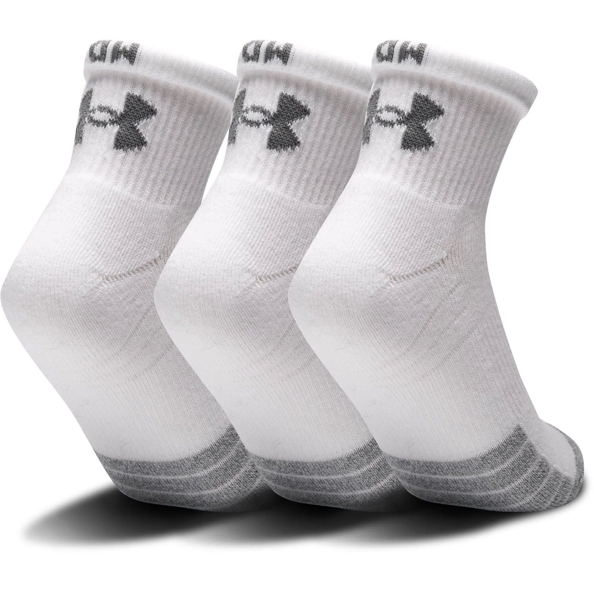 Under Armour HeatGear Quarter (3 Pack) Socks - White
