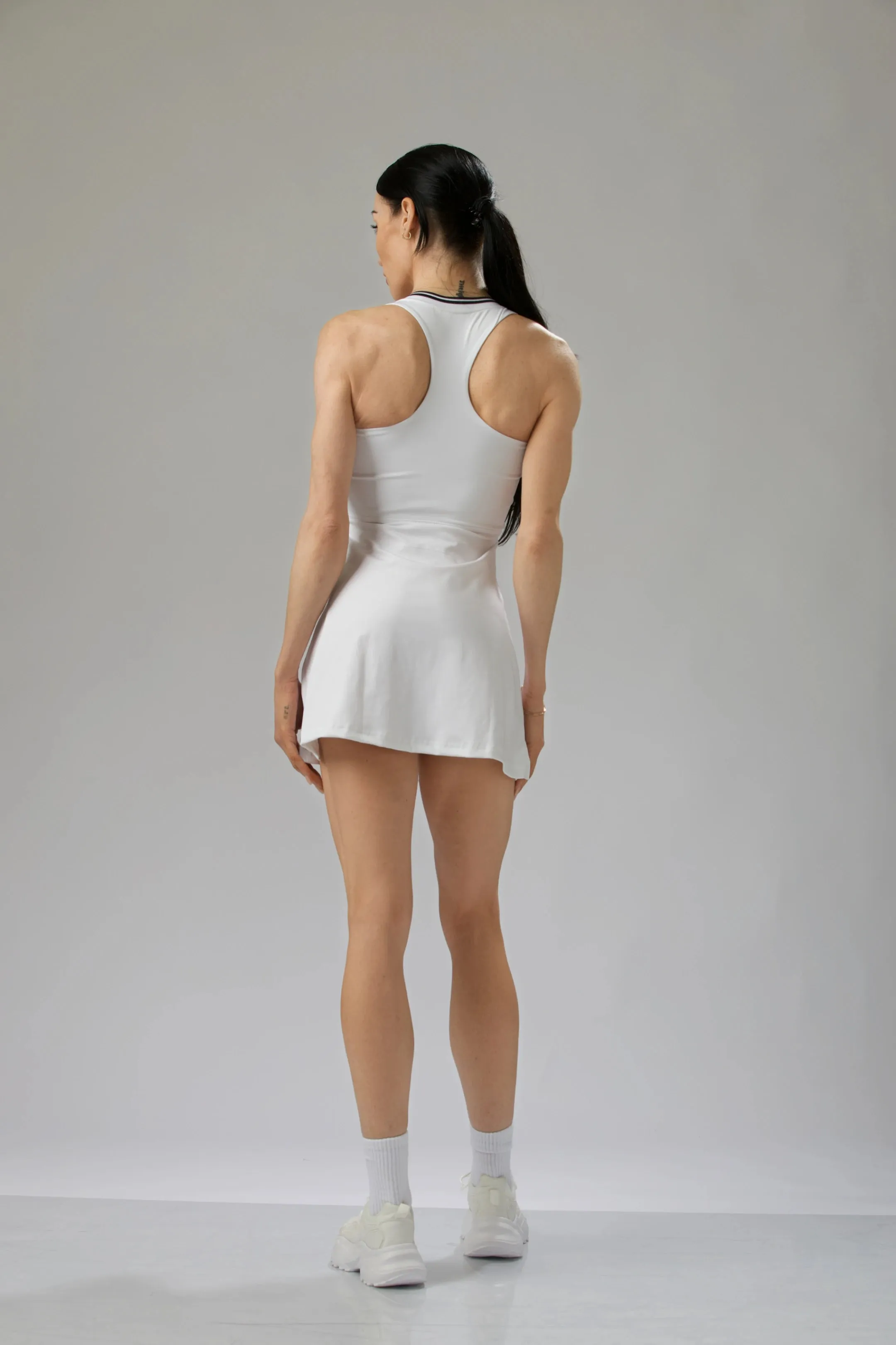 V-Neck Racerback Dress with Detachable Shorts   Pockets