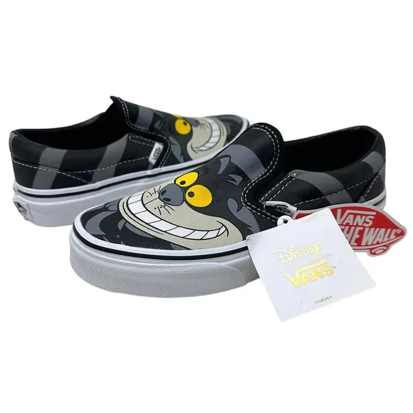 Vans Off The Wall Kids Youth X Disney Cheshire Cat Classic Slip On Shoes