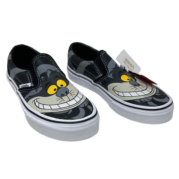 Vans Off The Wall Kids Youth X Disney Cheshire Cat Classic Slip On Shoes