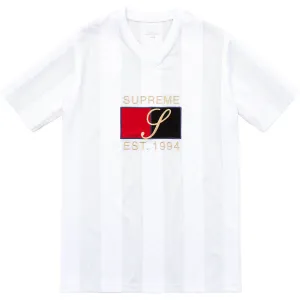 Velvet Logo Mesh Stripe Top
