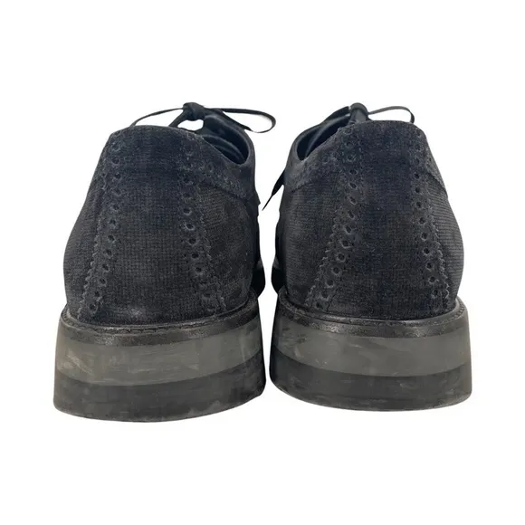 Vince Men’s Black Stamped Suede Pryce Wingtip Oxford Shoes Rubber Soles Size 8.5