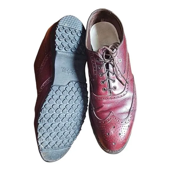 VTG Footjoy Classics Spikeless Golf Shoes Mens Size 10 C Burgundy Leather Brogue