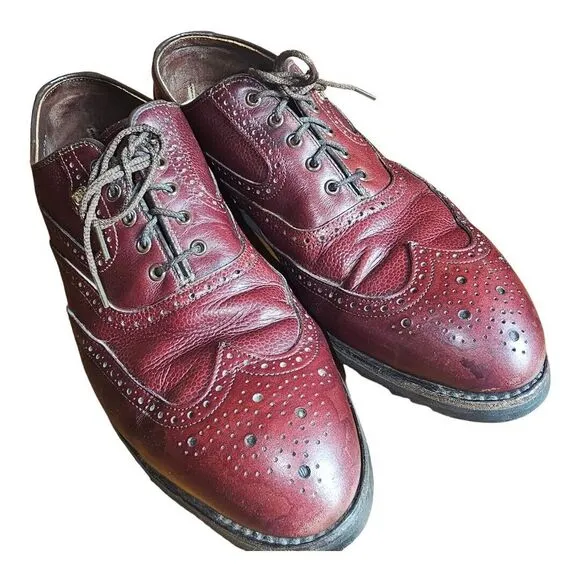 VTG Footjoy Classics Spikeless Golf Shoes Mens Size 10 C Burgundy Leather Brogue