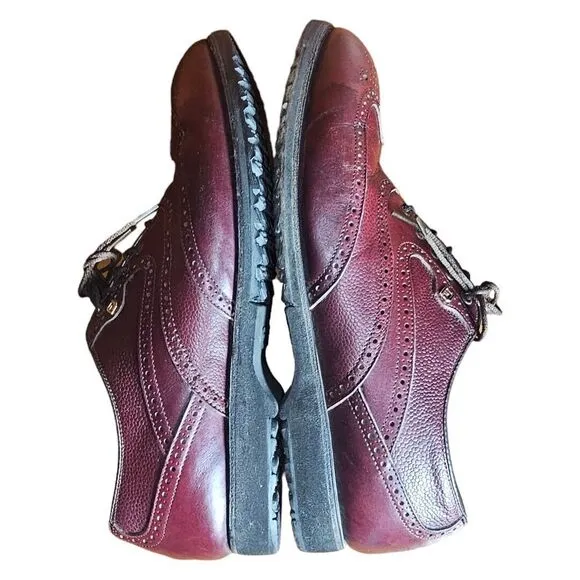 VTG Footjoy Classics Spikeless Golf Shoes Mens Size 10 C Burgundy Leather Brogue