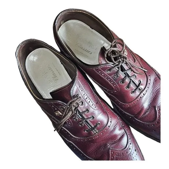 VTG Footjoy Classics Spikeless Golf Shoes Mens Size 10 C Burgundy Leather Brogue