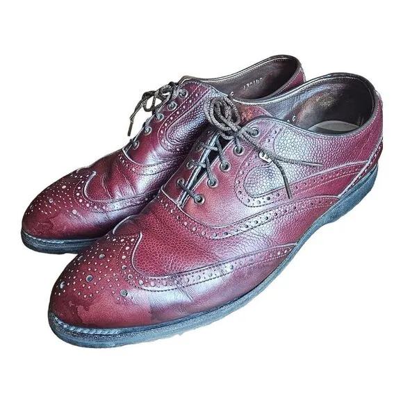 VTG Footjoy Classics Spikeless Golf Shoes Mens Size 10 C Burgundy Leather Brogue
