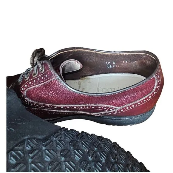 VTG Footjoy Classics Spikeless Golf Shoes Mens Size 10 C Burgundy Leather Brogue