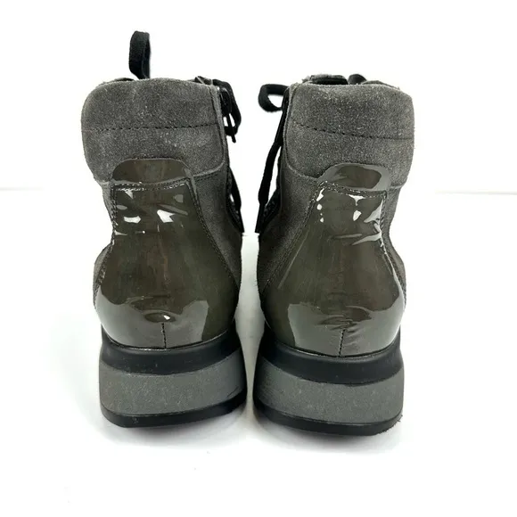 Waldläufer Women’s Sz 9 H-Luise Bootie Gray Suede Patent Leather &amp; Animal Print