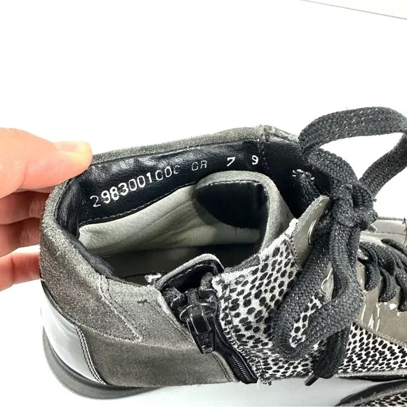 Waldläufer Women’s Sz 9 H-Luise Bootie Gray Suede Patent Leather &amp; Animal Print