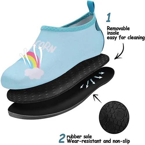 Water Shoes Quick Dry Non-Slip Toddler Water Blue Rainbow -Komforme