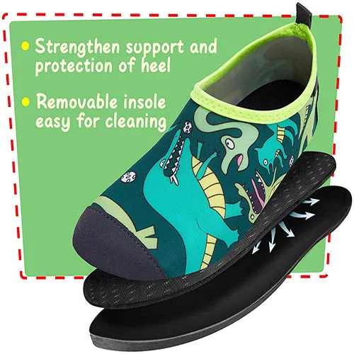 Water Shoes Quick Dry Non-Slip Toddler Water Grenn Dinosaur II -Komforme