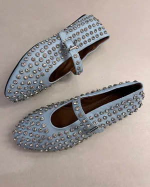 Women leather rhinestone flat shoes
