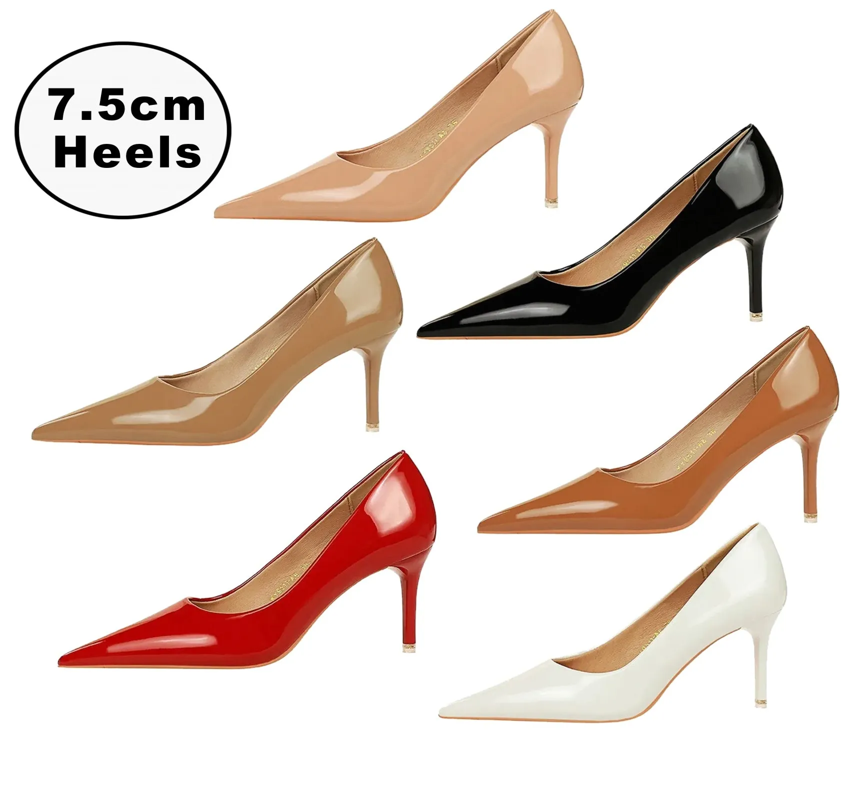Women Pumps Stiletto Heels Lady Shoes Patent Leather