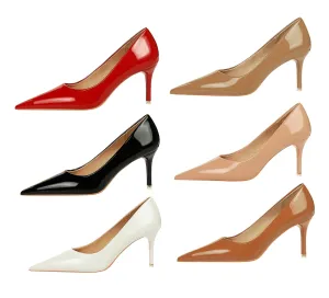 Women Pumps Stiletto Heels Lady Shoes Patent Leather