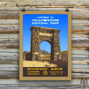 YNP Roosevelt Arch, matted, unframed poster