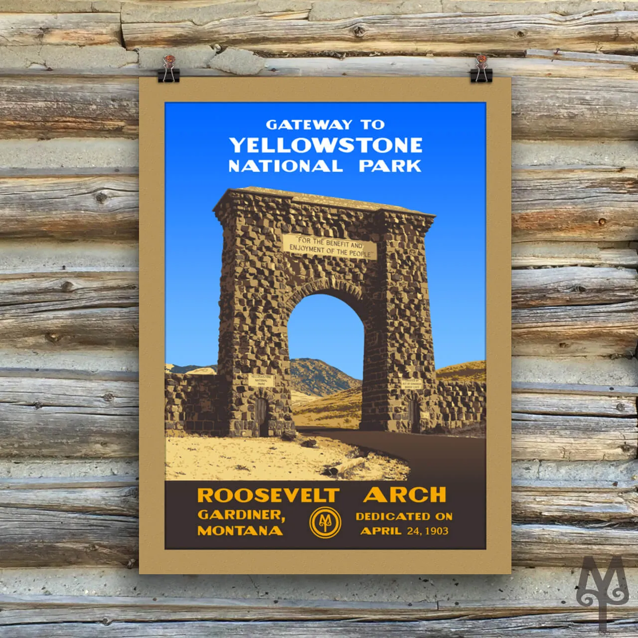 YNP Roosevelt Arch, matted, unframed poster